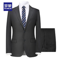 罗蒙【含羊毛】西服套装男礼服职业工装西装2件套男 黑色 48B