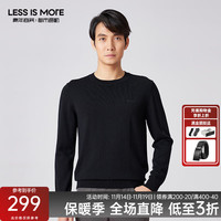 利郎轻时尚男装【100%羊毛】冬羊毛衫男圆领易打理保暖毛衣 黑色 165/M