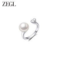 ZEGL淡水珍珠戒指女小众设计感指环2023复古食指戒子 珍珠开口戒 开口可调节