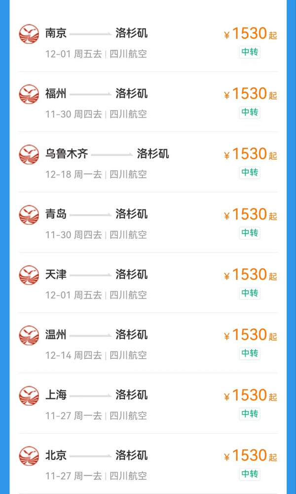 飞美国机票价格松动了!往返含税跌破5K