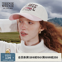 Teenie Weenie小熊冬撞色户外出行保暖字母棒球帽子女 粉色 FRE