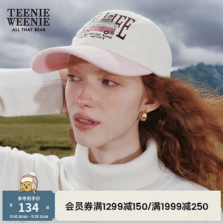 Teenie Weenie小熊冬撞色户外出行保暖字母棒球帽子女 粉色 FRE