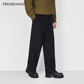TRENDIANO 经典系列绵羊毛宽松休闲长裤简约男潮 黑色090 S 29（2尺2）