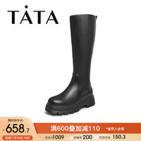 他她202冬时尚休闲简约复古甜美风显高厚底女高靴7FNE8DG3 黑色(单里) 37