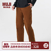 无印良品（MUJI）女式 木棉混灯芯绒直筒宽版裤 休闲阔腿裤子秋冬款 BEE91C3A 深棕色 M(160/66A)