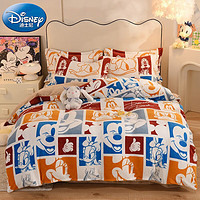 Disney 迪士尼 四件套A类可水洗牛奶绒家用床上用品米奇伙伴 被套200*230床单230*240枕套*2