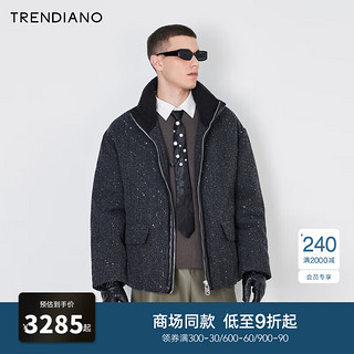 TRENDIANO 拉链立领微阔肌理感羽绒服男潮 深灰060 M