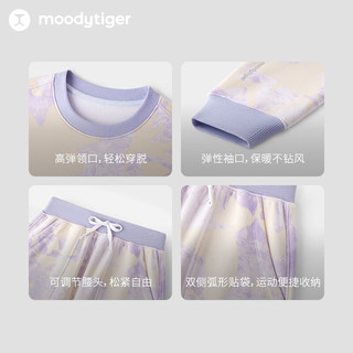 moodytiger【Cotton Power系列】女童运动套装卫衣23年冬季抓绒保暖套头 翎羽蓝 110cm