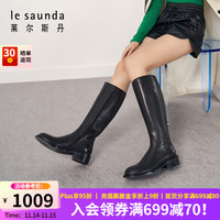 莱尔斯丹 le saunda冬时尚英伦圆头粗跟长靴女靴女鞋长筒骑士靴44104 黑色 BKL 38