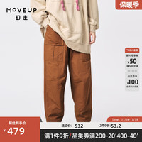MOVEUP 幻走 .FUN系列加绒多口袋设计师休闲直筒裤女 铁锈棕 L