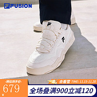 FILA FUSION斐乐潮牌男鞋KICK专业滑板鞋波浪底板鞋 奶白-GD 40