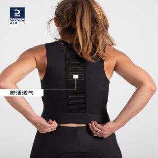 DECATHLON 迪卡侬 女士快开拉链骑行背带裤秋冬防寒保暖骑行服黑色L 2481996