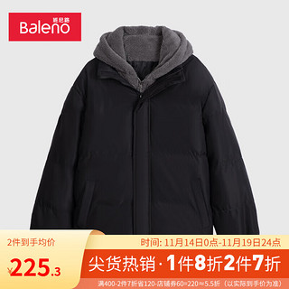 班尼路（Baleno）棉服男撞色拼接连帽夹棉外套潮流棉衣男保暖舒适 001A XL