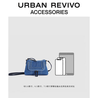 URBAN REVIVO冬女士经典复古丹宁拼接斜挎包UAWB30332 中灰蓝