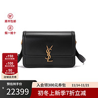 YVES SAINT LAURENT YSL）女士SOLFERINO系列皮革单肩斜挎包BOX盒子包中号女包634305 0SX0W 1000 黑色金色YSL标志