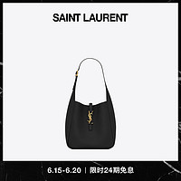 YVES SAINT LAURENT YSL/圣罗兰 女士LE 5 À 7小号黑色皮革HOBO手袋腋下包