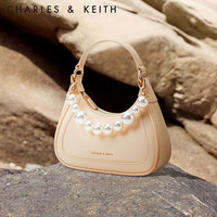 CHARLES & KEITH CHARLES&KEITH珍珠链条哈特包手提包腋下包包女包婚包女CK2-50781922-1 Beige米色 S