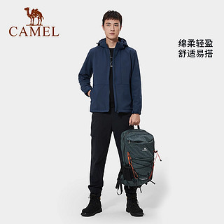 CAMEL 骆驼 户外软壳衣男2023秋季防风防泼水加绒连帽夹克外套女士