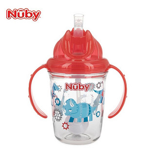 Nuby 努比 婴儿学饮杯吸管杯防漏儿童水杯带手柄360度宝宝魔术杯 宇宙240ML-带重力球