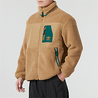 adidas ORIGINALS 男装上衣立领针织夹克休闲舒适保暖仿羊羔绒运动外套