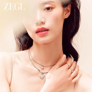 ZEGL爱心自律戒指女小众设计指环时尚简约食指戒 爱心环扣戒指