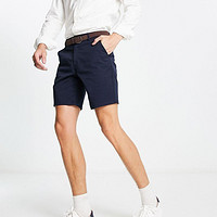 RIVER ISLAND belted chino shorts in navy