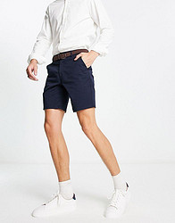 RIVER ISLAND belted chino shorts in navy