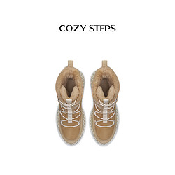 COZY STEPS 可至冬季新款圆头厚底时装靴系带中筒厚底雪地靴8094