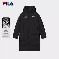 FILA 斐乐 官方女士长款羽绒服2023冬季新款连帽加厚过膝大衣女