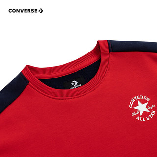CONVERSE 匡威 童装男童加绒保暖撞色卫衣儿童打底衫潮 学院红 150/72