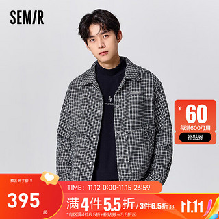 森马（Semir）毛呢男经典格子日常通勤宽松翻领外套 灰色调00322 180/96A/XL