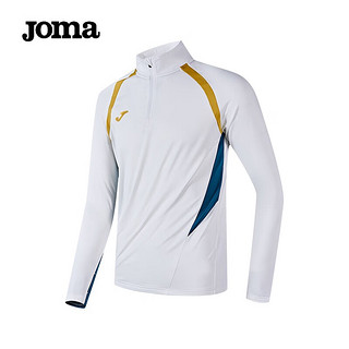 JOMA反绒长袖运动T恤男卫衣保暖速干半拉链训练服跑步篮球足球运动服 白色 2XL