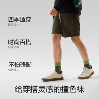 蕉内银皮501C中筒袜子男士棉感撞色休闲运动袜抗菌防臭袜秋冬季3双装 红蓝白+三色绿+咖双蓝 40-45