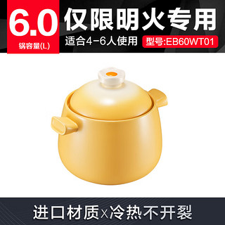 SUPOR 苏泊尔 家用砂锅煲汤锅燃气灶陶瓷煲06.0L养生炖锅EB60WT01