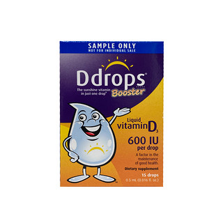 Ddrops 滴卓思 儿童宝宝维生素D3滴剂 1岁以上 600IU 0.5ml/瓶 15滴 会员福利体验装