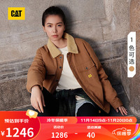 卡特彼勒CAT卡特男士户外休闲羊羔绒夹棉棉服 深卡其 S