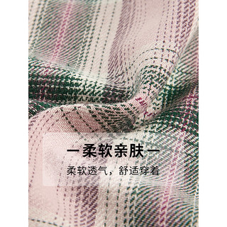 热风秋季女士格纹衬衫 14粉红 S