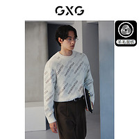 GXG 男装  米色满身印花时尚宽松低领毛衣针织衫男士 23年冬季 米色 170/M