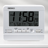 SEIKO日本精工时钟温湿度电子日历闹表双组闹铃卧室宿舍家用闹钟