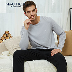 NAUTICA 诺帝卡 Underwear可外穿经典纯色圆领长袖多色家居长袖