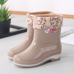 dwayne德威尼时尚成人中筒雨鞋女滑加绒棉女士雨靴女式水耐磨水鞋女生
