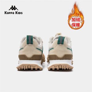 Kappa Kids加绒保暖棉鞋舒适跑步鞋百搭儿童运动鞋 象牙色 31码