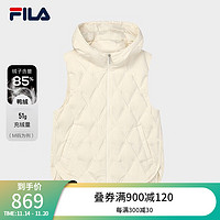 FILA Emerald斐乐女士羽绒马甲时尚休闲宽松连帽上衣 雾莲白-IV 180/96A/XXL