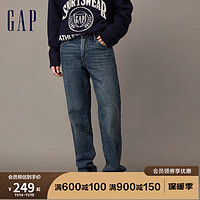 Gap 盖璞 男装冬季2023时尚宽松水洗直筒裤牛仔裤840905潮酷长裤 深蓝色 34亚洲尺码