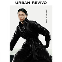 UR【超模同款】冬女装设计感绑带时装羽绒服UWG130044 正黑 S