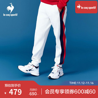 乐卡克（Le coq sportif）法国公鸡男款三色系列针织休闲裤运动裤CB-4512234 原白色 /WAS S