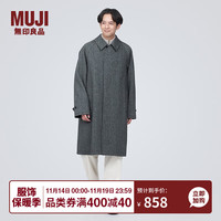 無印良品 MUJI(無印良品 ) 男式 羊毛混 大衣 毛呢大衣 深灰色时尚中长款外套 AD0U1C3A 深灰色图案 L 175/100A