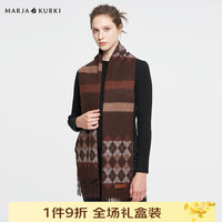 MARJA KURKI 玛丽亚古琦 玛丽亚.古琦(MARJA KURKI)羊绒围巾女士冬季 几何拼接图案保暖披肩 围脖通用款 毛衣季 棕色