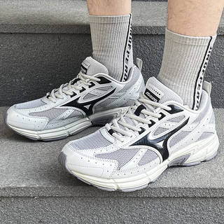 美津浓（MIZUNO）男鞋女鞋 时尚运动鞋缓震耐磨透气低帮轻质休闲跑步鞋 SPEED/中灰/黑 42