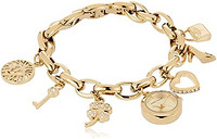 ANNE KLEIN 女士高级水晶装饰金色吊饰手链手表，10/7604CHRM